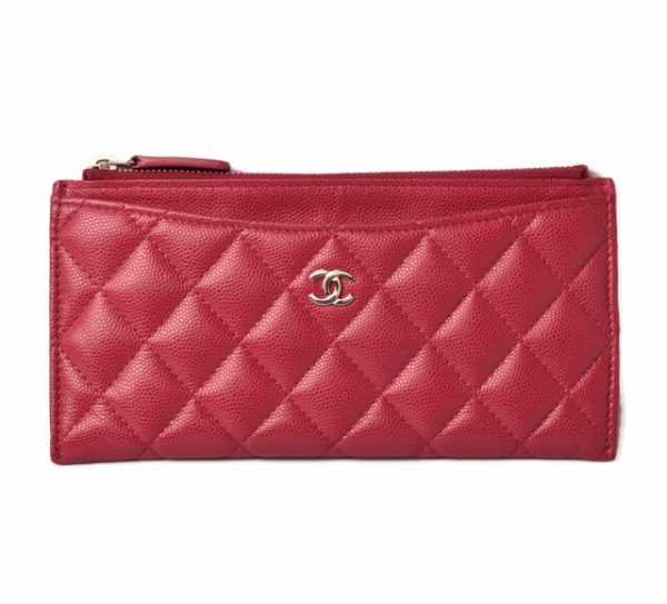 c 19 002 1 CHANEL Long Wallet Matelasse Caviar Red