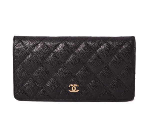 c 19 065 1 Chanel Long Wallet Timeless Matelasse Caviar Skin Black Bordeaux