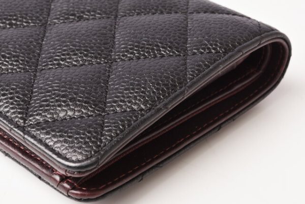 c 19 065 5 Chanel Long Wallet Timeless Matelasse Caviar Skin Black Bordeaux