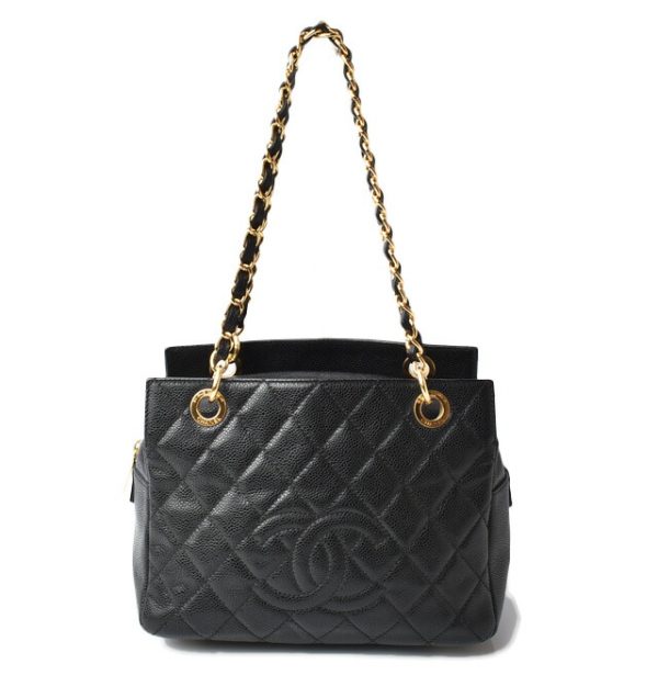 c 19 091 1 Chanel Shoulder Bag Chain Tote Caviar Skin Black