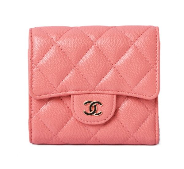 c 19 p0820 3 1 Chanel Mini Wallet Small Flap Wallet Caviar Skin Pink