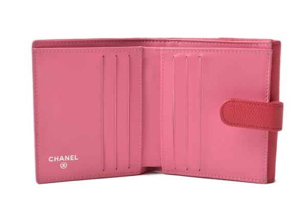 c 200915 9 8 Chanel Folding Wallet Bicolor Button Caviar Skin Rose Purple