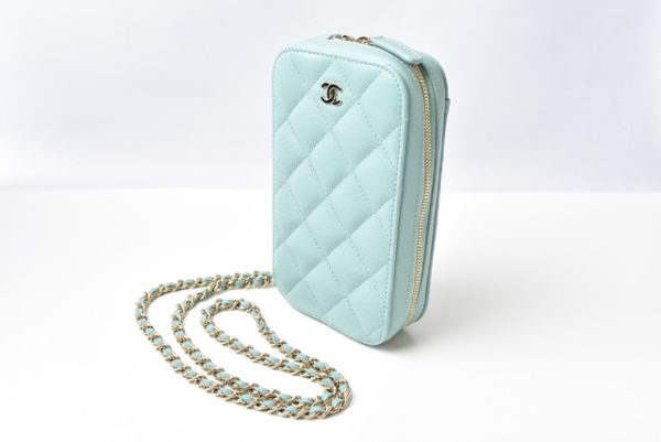 c 201020 3 3 CHANEL Phone Case Caviar Blue