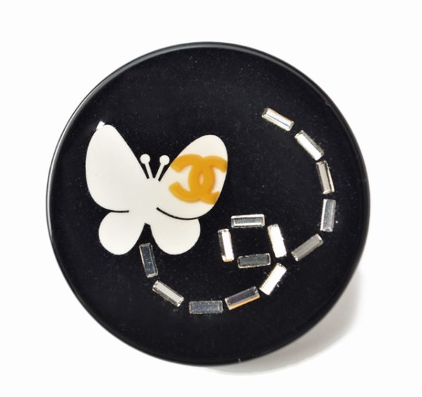 c 201031 12 1 CHANEL Brooch Butterfly Black