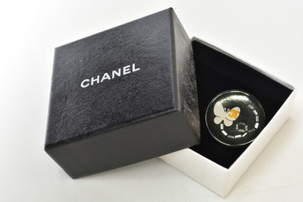 c 201031 12 4 Chanel Brooch Pin Butterfly Motif Here Mark Black