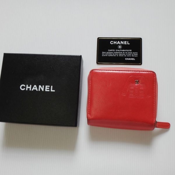 c1002166 001 CHANEL Wallet Mini Wallet Coin Orange Leather