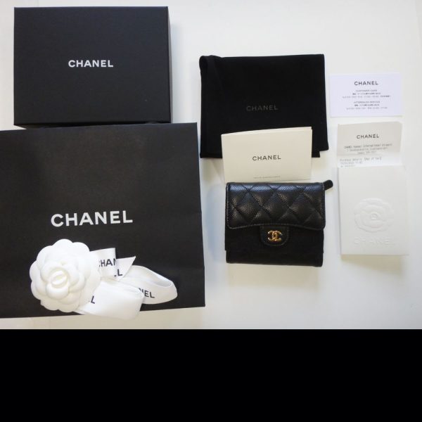 c16 31014 002 CHANEL Caviar Black Matelasse Mini Coin Mini Small Black Wallet