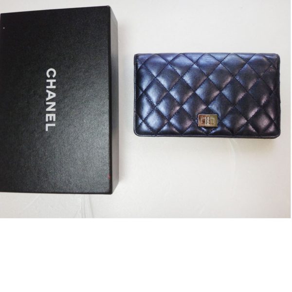 c16 3145 0001 CHANEL Wallet Zip Long Wallet Blue Coin Purse