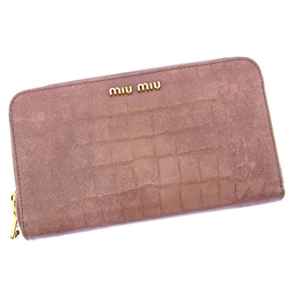 c1687 Miu Miu long wallet pink beige crocodile style