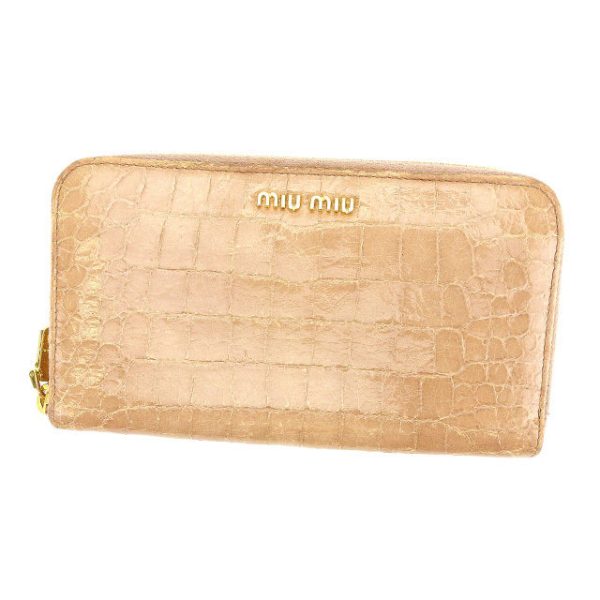 c1918 Miu Miu long wallet crocodile beige pink