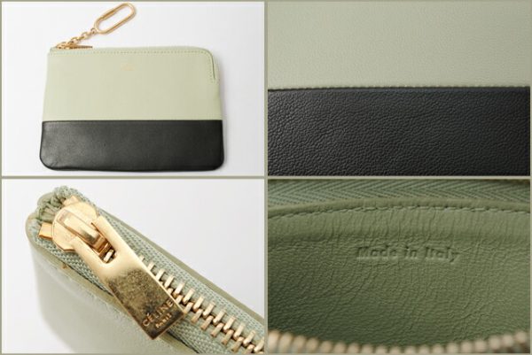 ce 063 15 3 CELINE Coin Case Key Ring Lambskin Green