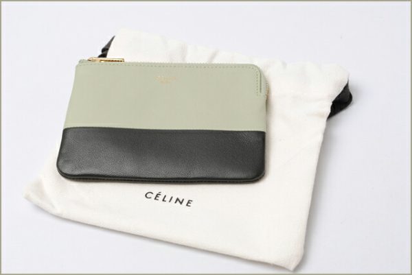 ce 063 15 4 CELINE Coin Case Key Ring Lambskin Green