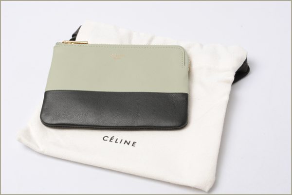 ce 063 15 4 Celine Coin Case Key Ring Bicolor Green Black