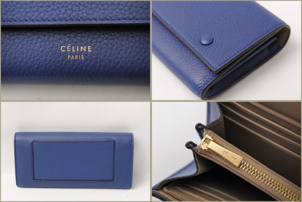 ce 100 15 2 CELINE Long Wallet Calfskin Indigo