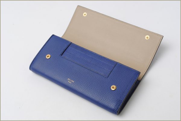 ce 100 15 3 CELINE Long Wallet Calfskin Indigo