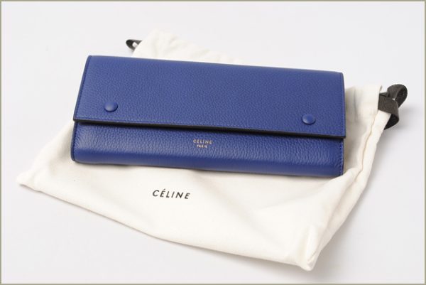 ce 100 15 6 CELINE Long Wallet Calfskin Indigo