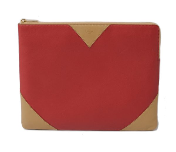 ce 16 012 1 CELINE Clutch Pouch Bicolor Red