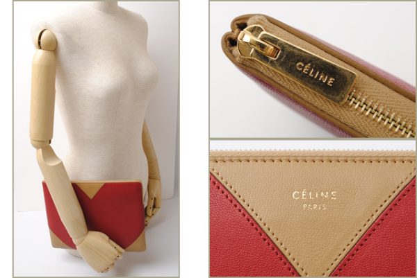 ce 16 012 2 CELINE Clutch Pouch Bicolor Red