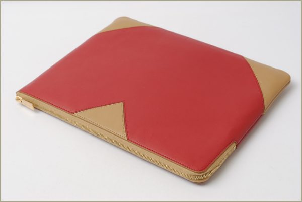 ce 16 012 3 CELINE Clutch Pouch Bicolor Red