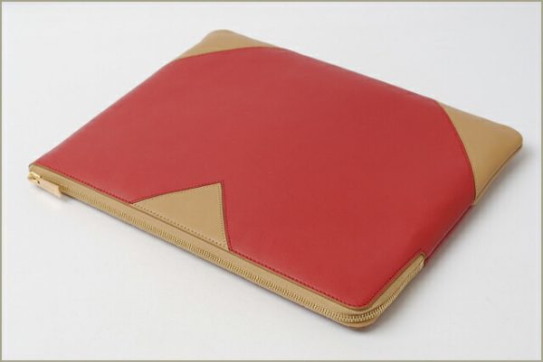 ce 16 012 3 Celine Clutch Pouch Clutch Bag iPad Case Bicolor Red Camel