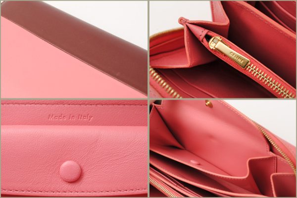 ce 16 017 3 CELINE Wallet Lambskin Pink