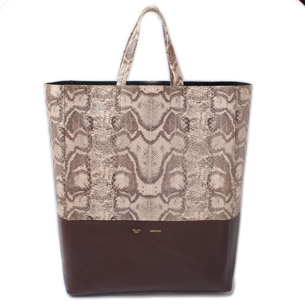 ce 16 020 1 CELINE Tote Bag Python Pattern Brown