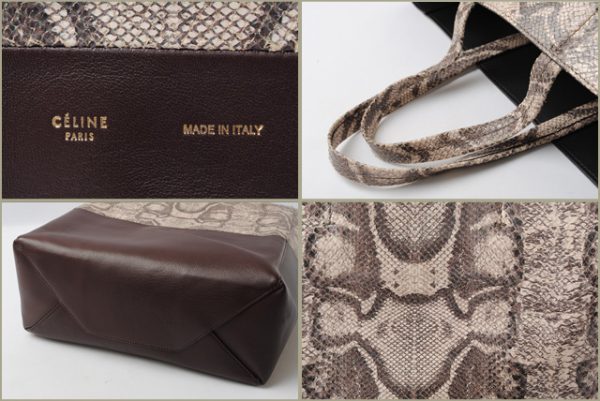 ce 16 020 2 CELINE Tote Bag Python Pattern Brown