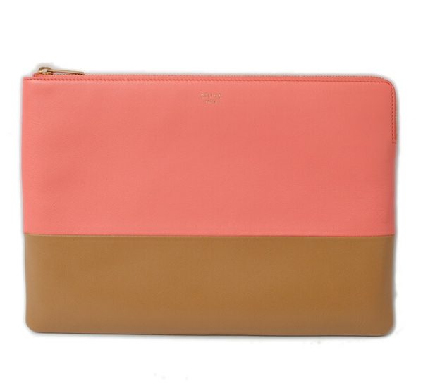 ce 16 027 1 CELINE Clutch Pouch Bicolor Flamingo