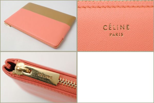 ce 16 027 3 CELINE Clutch Pouch Bicolor Flamingo