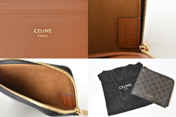 ce 20 003 8 Celine Mini Wallet Coin Case Card Case Black Brown