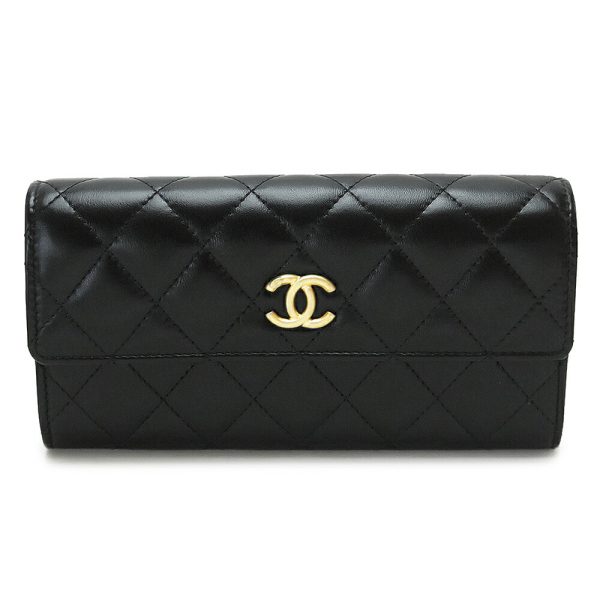 chanelap2556 1 CHANEL Quilted Long Wallet Black