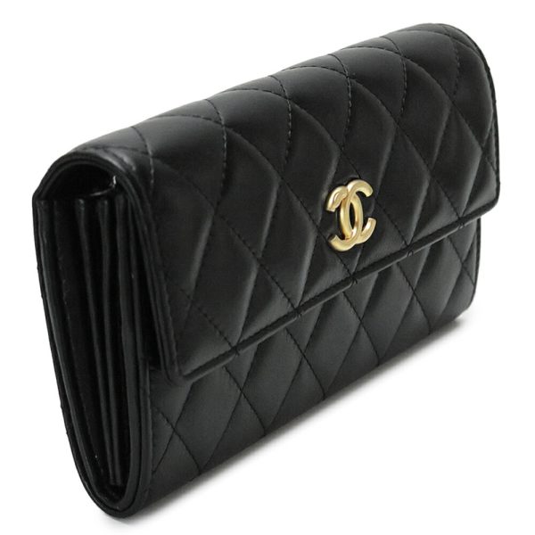 chanelap2556 2 CHANEL Quilted Long Wallet Black