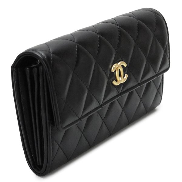 chanelap2556 2 CHANEL Long Wallet Flap Matelasse Quilted Black