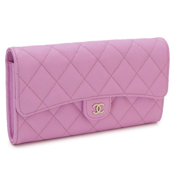 chanelclassicwa CHANEL Quilted Long Wallet Pink