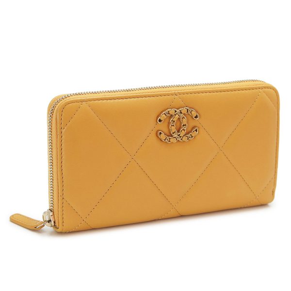 chanellongwallet CHANEL Long Wallet Matelasse Quilted Yellow