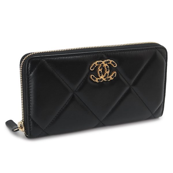 chanelzipwallet CHANEL Long Wallet Matelasse Quilted Black