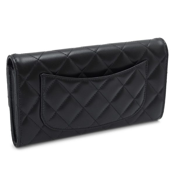 chap0241 2 CHANEL Long Wallet Flap Matelasse Quilted Black