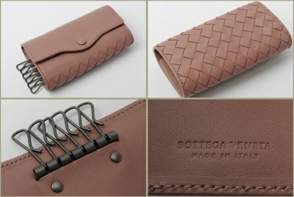 co bv 021 2 Bottega Veneta Key Case Intrecciato Nappa Pink