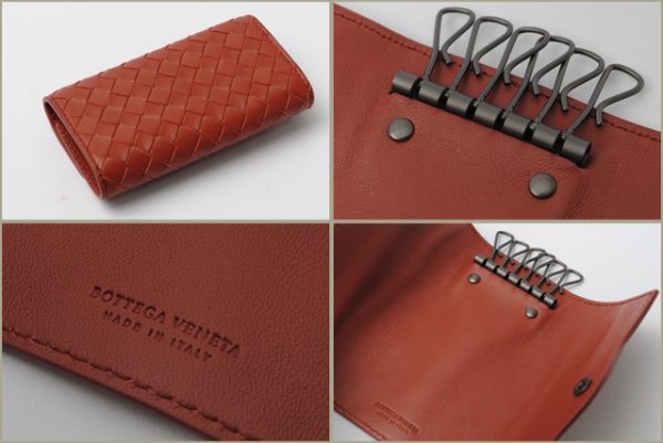 co bv 023 2 Bottega Veneta Key Case Intrecciato Nappa Red