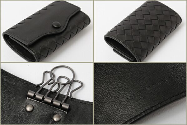 co bv 048 2 Bottega Veneta Key Case Intrecciato Nappa Black