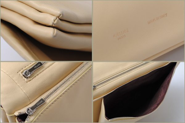 co ce 023 3 CELINE Clutch Pouch Lambskin Vanilla