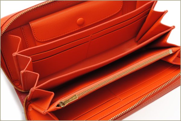 co ce 050 3 CELINE Long Wallet Lambskin Orange