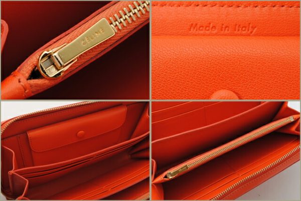 co ce 050 4 CELINE Long Wallet Lambskin Orange