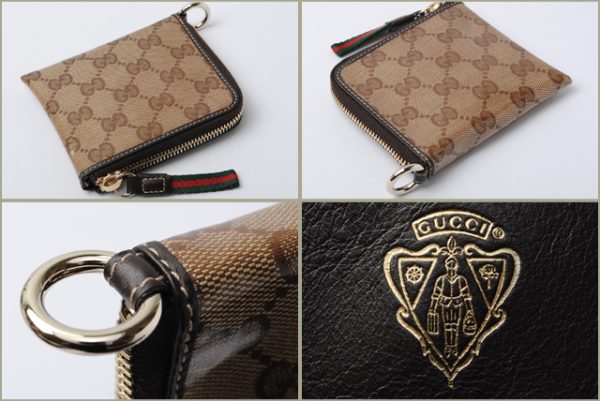 co g 0019 2 Gucci Coin Case Crystal GG Beige Brown