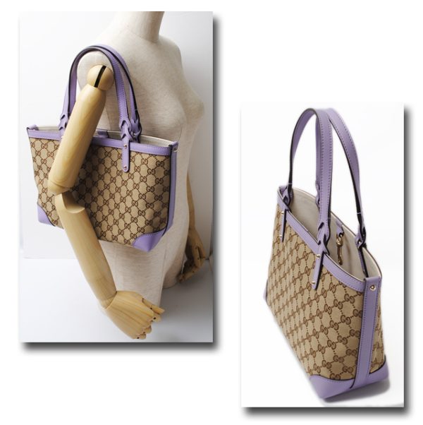 co g 003 4 Gucci Tote Bag GG Brown Beige Lavender