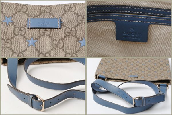 co g 032 2 Gucci Shoulder Bag GG Supreme Star Brown Beige Blue