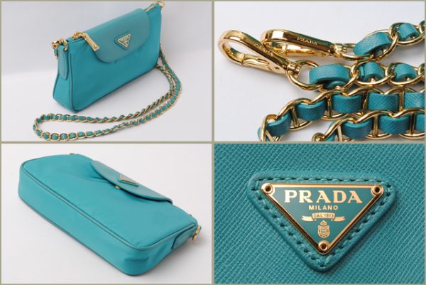 co p 038 2 Prada Shoulder Bag Clutch Bag Tessuto Saffiano Blue