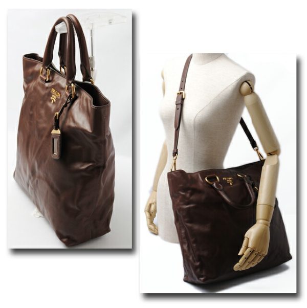 co p 045 6 Prada Tote Bag 2way Soft Calf Bag Brown