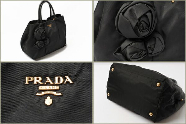 co p 058 2 Prada Tote Bag Flower Nylon Bag Black