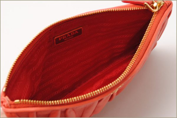 co p 064 3 Prada Flat Pouch Nappa Gaufre Bag Orange